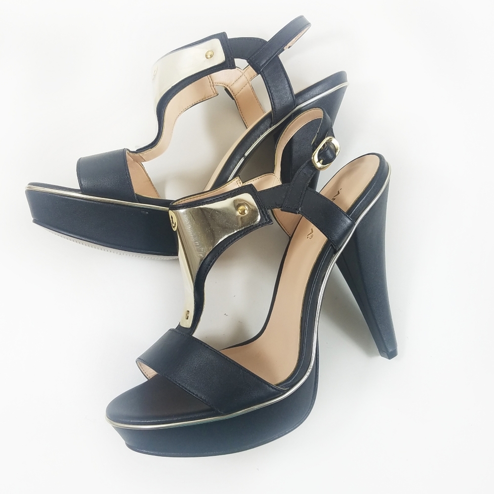 ANDREA T-strap Anklestrap open toe heels black Size 38.5